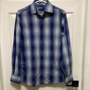 BLU By Polifroni |Cotton|Long Sleeve|M | Collared|Blue & White|Button Down Shirt
